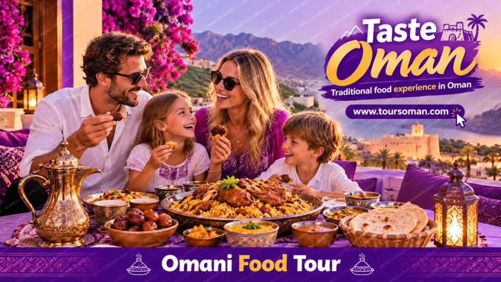Couple enjoying Omani cuisine during their holiday